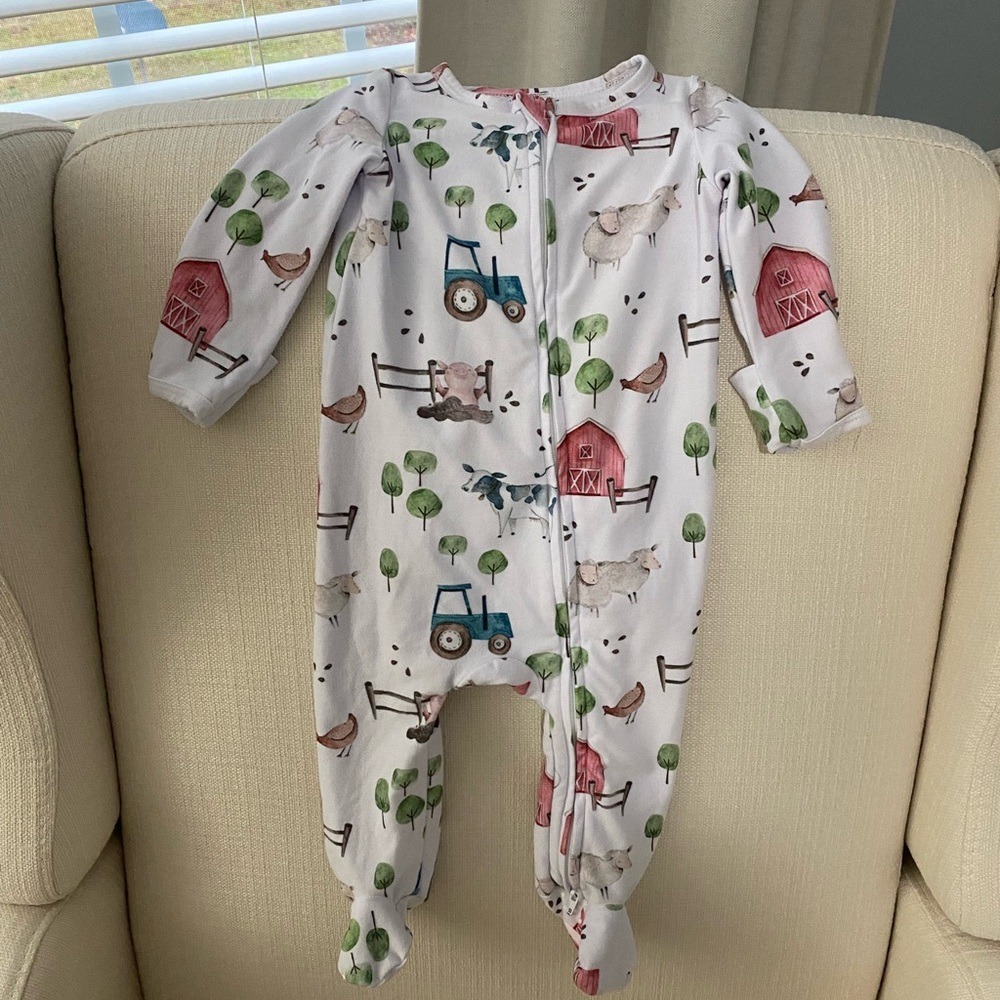 Caden Lane “Frankie’s Farm” zipper footie